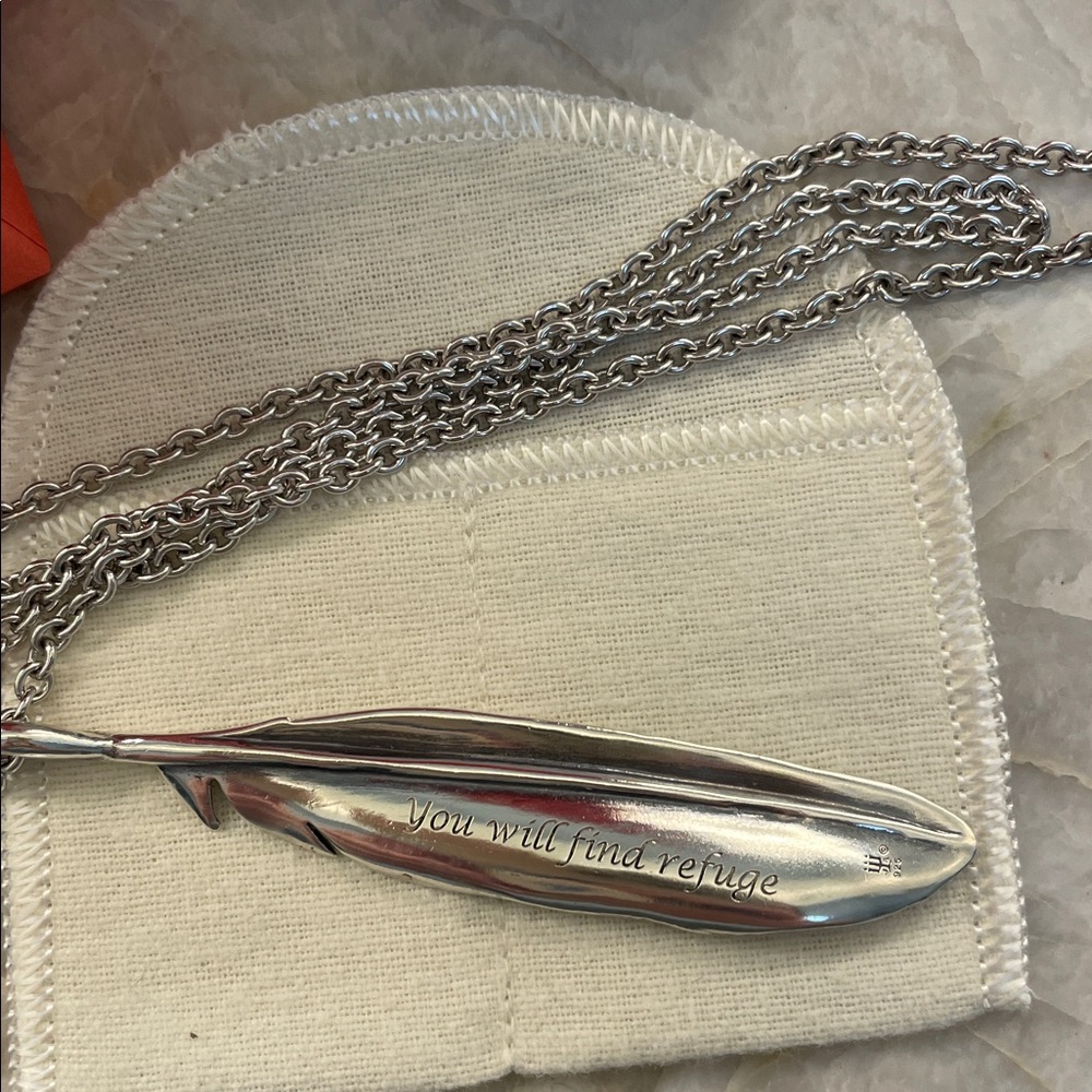 RETIRED RARE James Avery Sterling Silver Feather Pendant with Chain - Picture 4 of 9